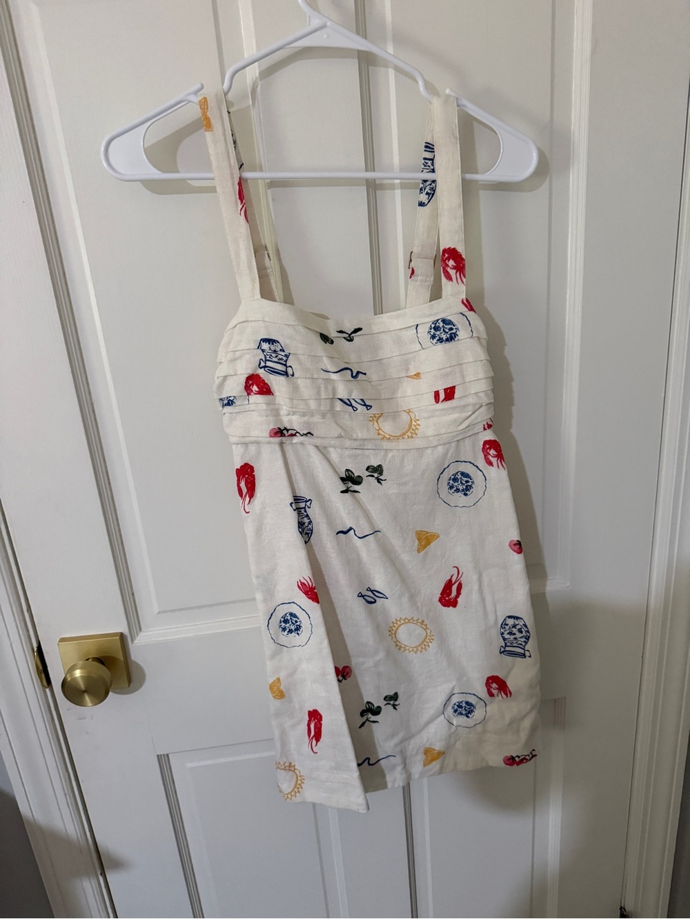 Abercrombie & Fitch Cream Sundress with Red, Blue & Gold Motifs